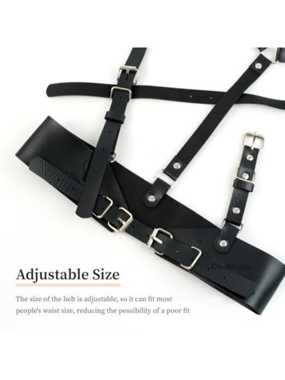Adjustable Faux Leather Chest Harness Belt Gothic Punk - Picture 5 of 6